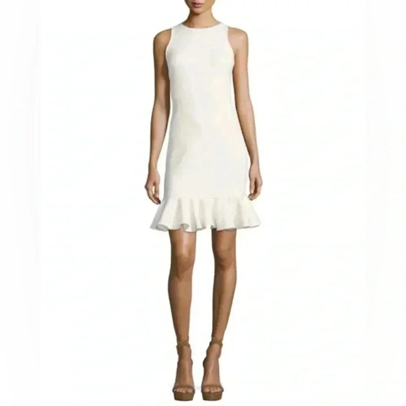 PLEASE READ Halston Heritage Sleeveless High-Neck Fitted Shimmer Cocktail Dress - Picture 8 of 15